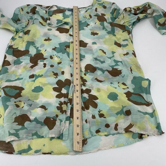 Provence D’amour Shirt Women Large Multicolor Floral Linen Long Sleeve Button-Up - Picture 10 of 11